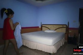 Amateur Asian cutie gives a massage and gets fucked