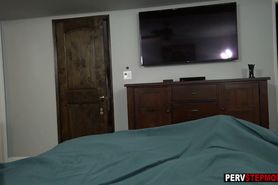 Horny stepson fucked blonde MILFs mouth in morning sex