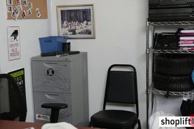 Small blonde teen rode huge cops dick in his office