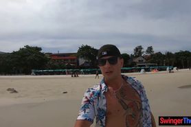 Bon voyage blowjob from his big tits Thai girlfriend