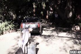 Perverted black guy fucked a poor blonde teen so hard