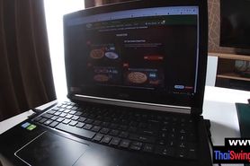 Pizza delivery nasty scene roleplay with my Thai wife