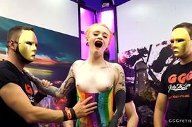 Tattooed teen azura alii shows facials cums and dp