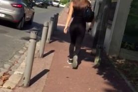 Voyeur - tight teen ass walking in leggings