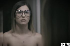 Crazy small tits babe used a two friends with big cocks