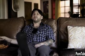 Beautiful blonde teen banged so hard by a two guys