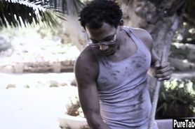 Petite blonde banged by a black guy with huge penis