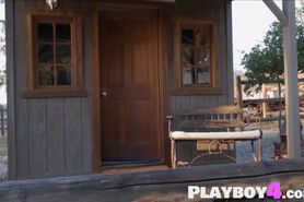 Petite brunette babe danced outdoor for the camera