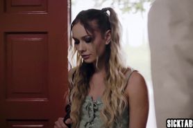 Dirty blonde babe seduced a petite teen and used her