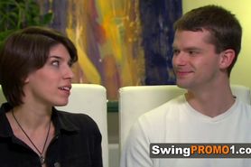Swapped swinger couples are having sex in a lusty room