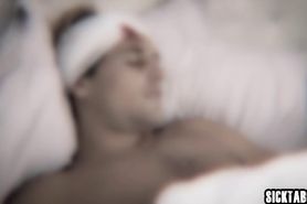 Hot busty MILF tried to help a guy after his accident