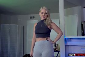 Perfect blonde MILF swallowed a stepsons big hard cock
