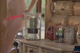 Huge tits blonde Playboy MILF Sarah Summers stripping