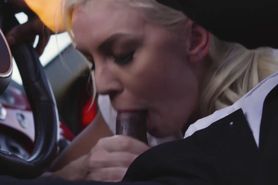 Cock sucking of Captain Marvel in the car with beautifu