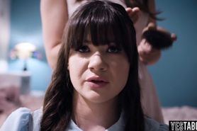 The cute brunette stepdaughter and her forbidden love