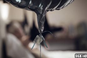 Dirty stepmom helps a big cock stepson with her hands