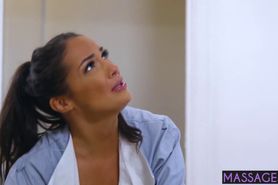 Busty massage professional sucks a guys big hard cock