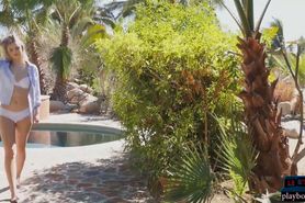 Perfect teen blonde shows off her sexy and petite body