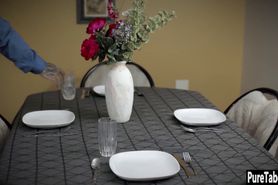 Bad guy fucked petite brunette teen with small tits