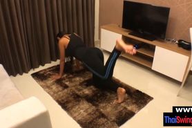 Yoga exercise footjob finisher with my cute Thai GF