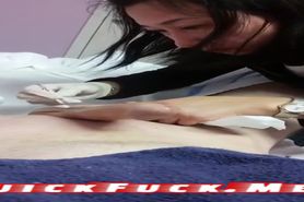 Asian lady waxing and massaging made my dick cum happy 