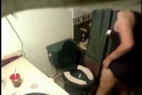 Stepmom masturbates on the toilet bowl