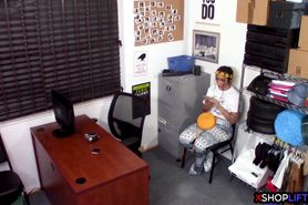 Gorgeous MILF got caught by a perverted security guy