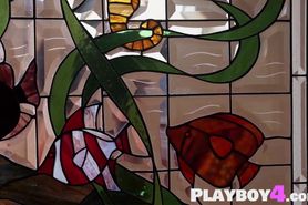 Beautiful black model enjoyed posing and striptease