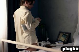 Perfect European model having a fun before striptease