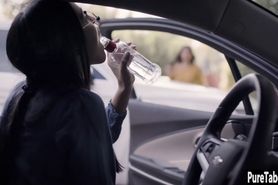 Small tits babe got caught by a dirty teen lesbian