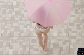 Amazing body teen babe strips off bikini and posing nud