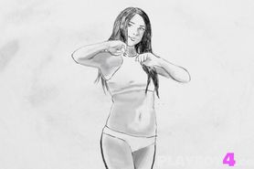 Pretty babe laying and showing nice ass and hot boobs