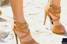 Gorgeous exotic and slim Playboy model stripteasing out