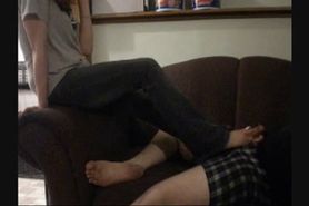 Footjob on Phone with Dad