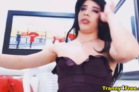 Gorgeous Colombian Trans Hard Cock Playing