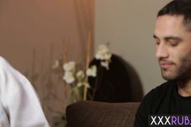 Sexy blonde teen seduced naive client after massage