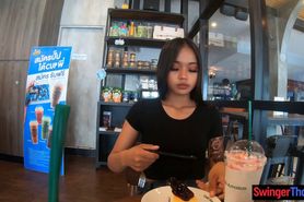 Cute amateur Thai teen sex in the hotel after Starbucks