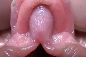 Clit close up and creamy vagina