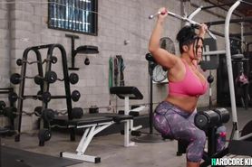 Young black fucks huge tits MILF at gym