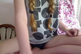 Busty stepsister having fun fingering herself on webcam