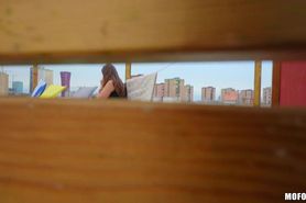 Busty Neighbor Playing Herself At The Balcony