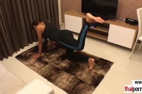 Thai girlfriend fucked by boyfriend while doing yoga