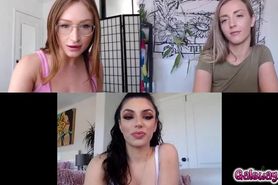 Horny lesbians masturbating in front of the camera