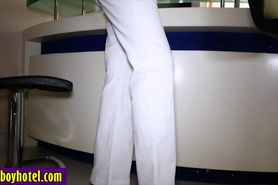 Curved Asian shemale enjoyed anal sex with white friend