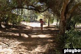 Small tits model pointed out nice ass before striptease