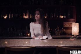 Horny waitress fucks a handsome stranger with big cock