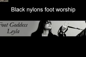 Leyla Black Nylons Foot Worship