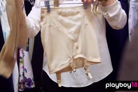 Amateur blonde babe first time in front of the cameras