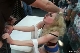 Blonde anal fucked and fisted in public