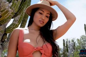 Big boobs hot Asian MILF model Viviane Leigh strips nak
